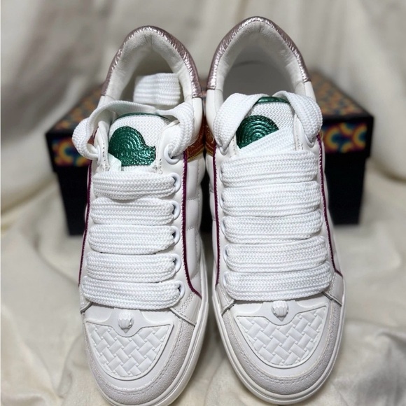 NIB 🌺 Kurt Geiger London Southbank Metallic Leather Platform Sneakers Sz 8.5 - Picture 5 of 12